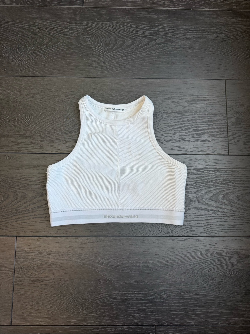 Alexander Wang White High-Neck Crop Tank